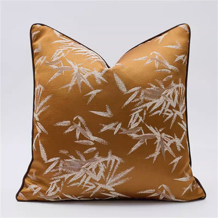 Living Room Sofa Bamboo Leaf Embroidery Cushion Cover Model Room