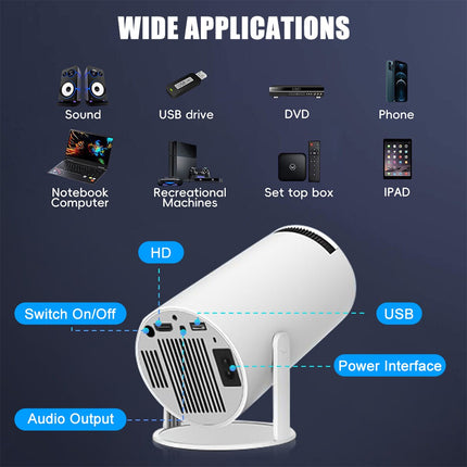 Portable 5G WiFi Mini 4K Smart Projector Bluetooth Home Video Projector Android